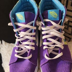 Vans off the wall purple, green and blue checkered shoe. Size 10.5 men